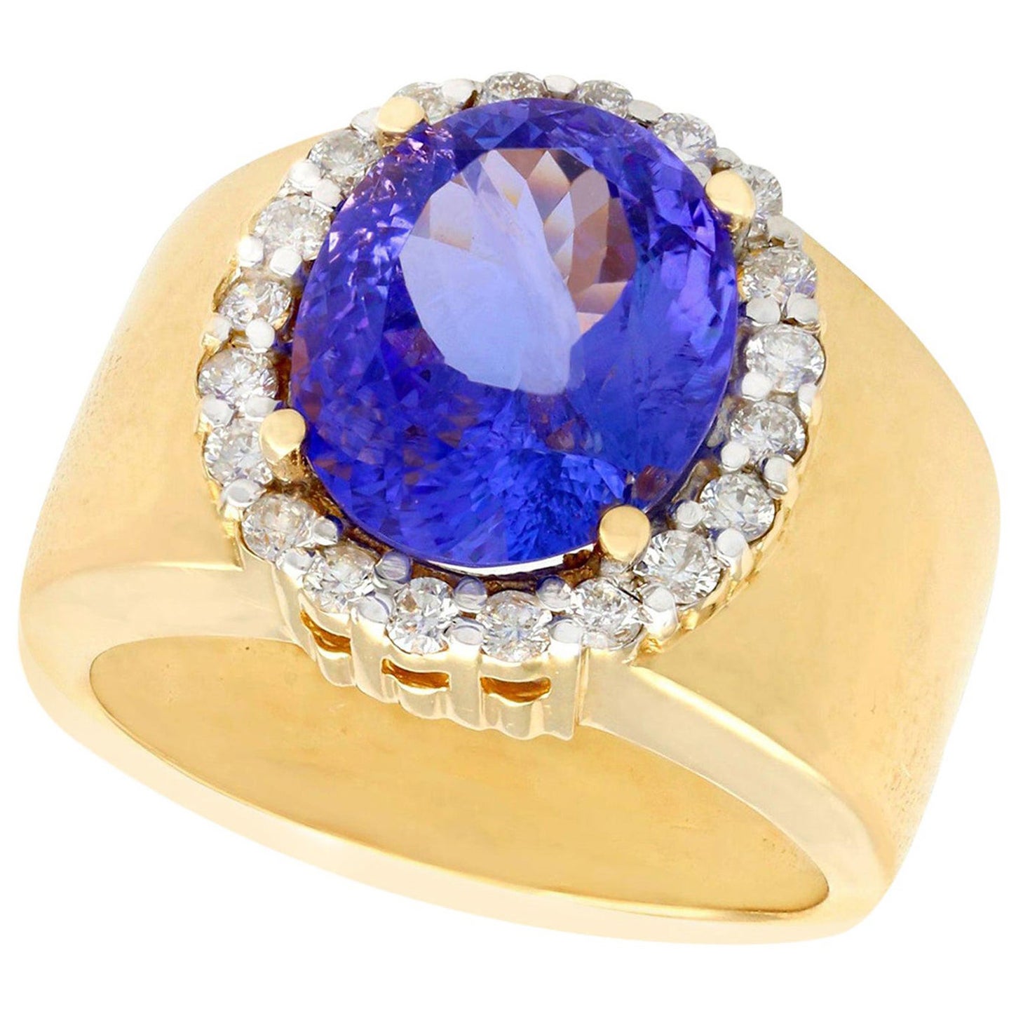 5.72 Carat Tanzanite and Diamond Yellow Gold Cocktail Ring