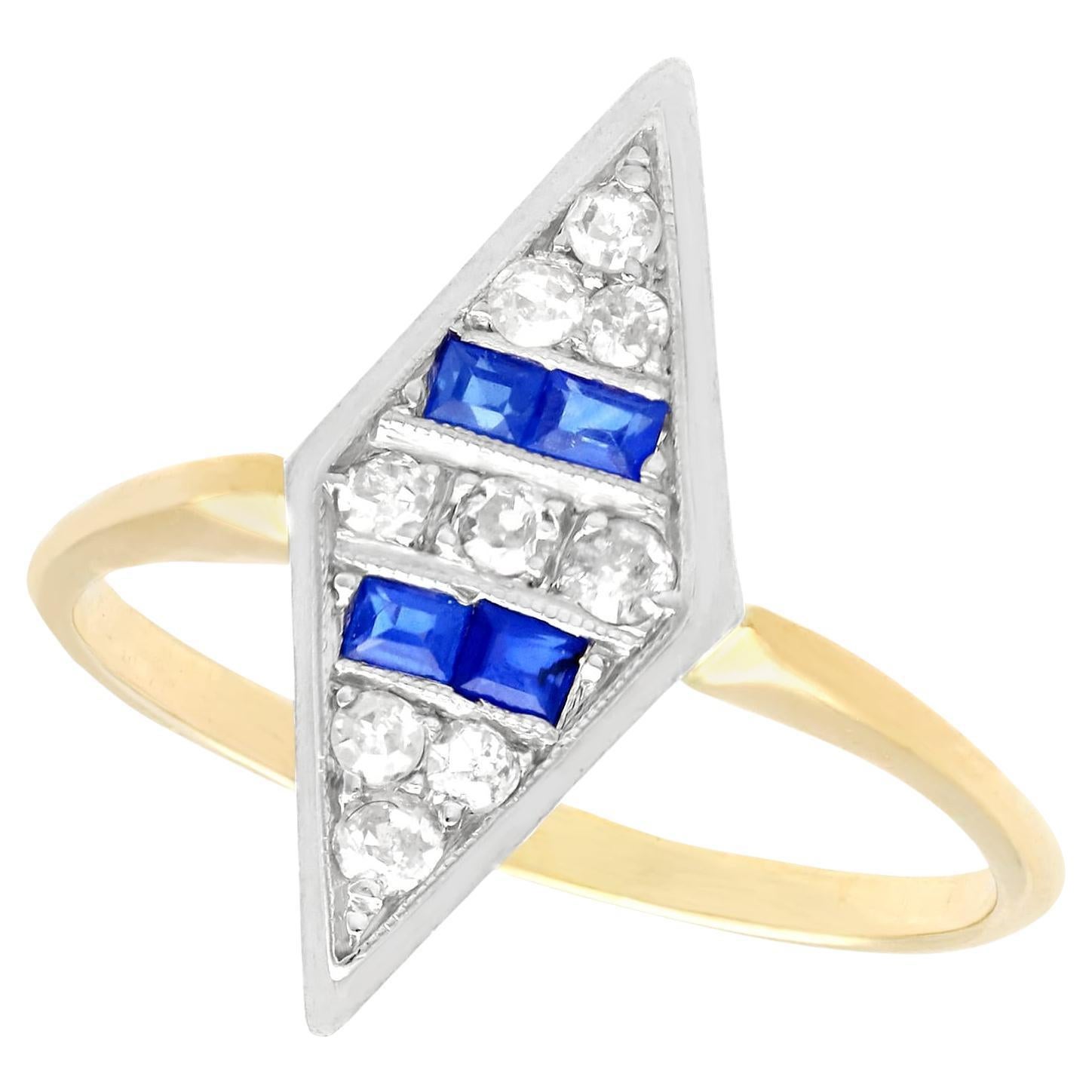 1930s Sapphire and Diamond Yellow Gold Cocktail Ring