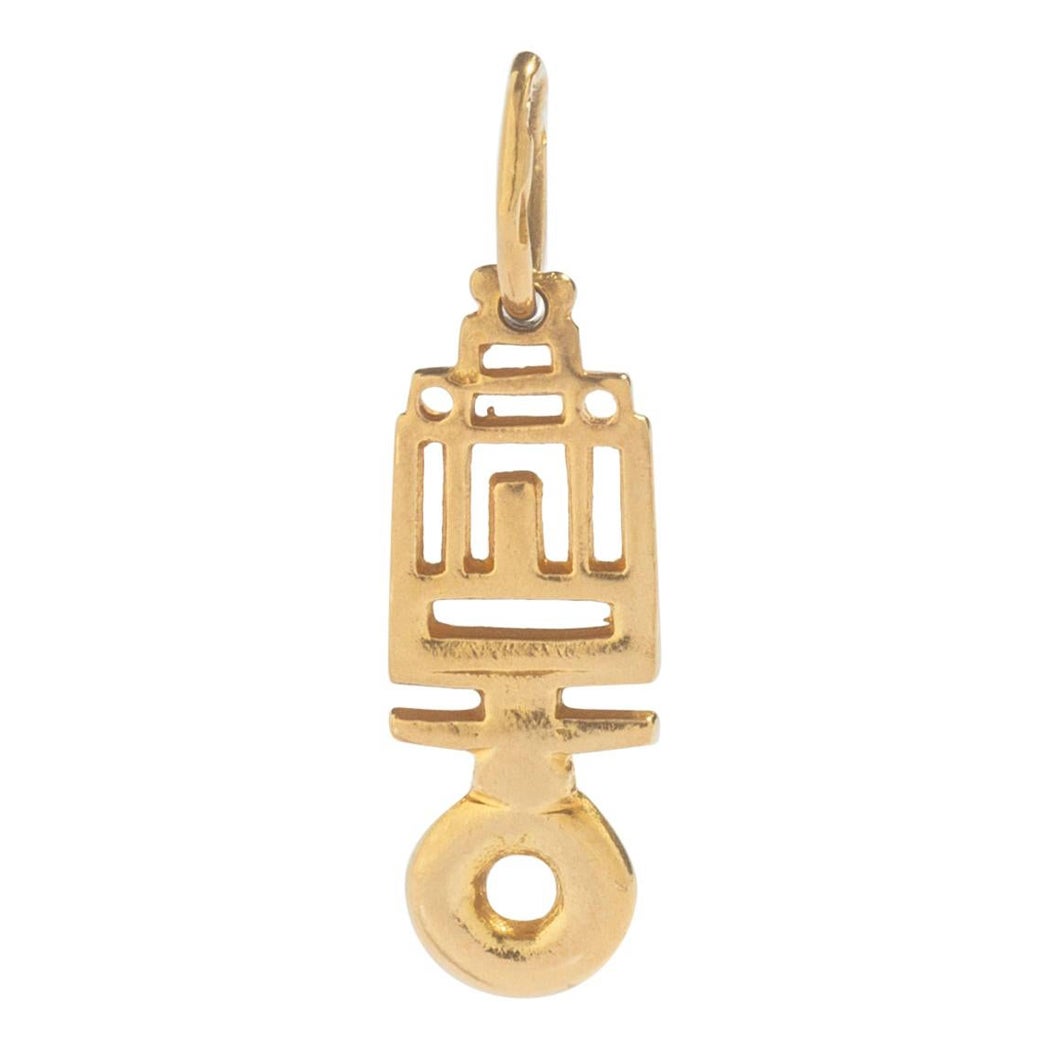 Egyptian Hieroglyphic Symbol Yellow Gold Pendant Charm