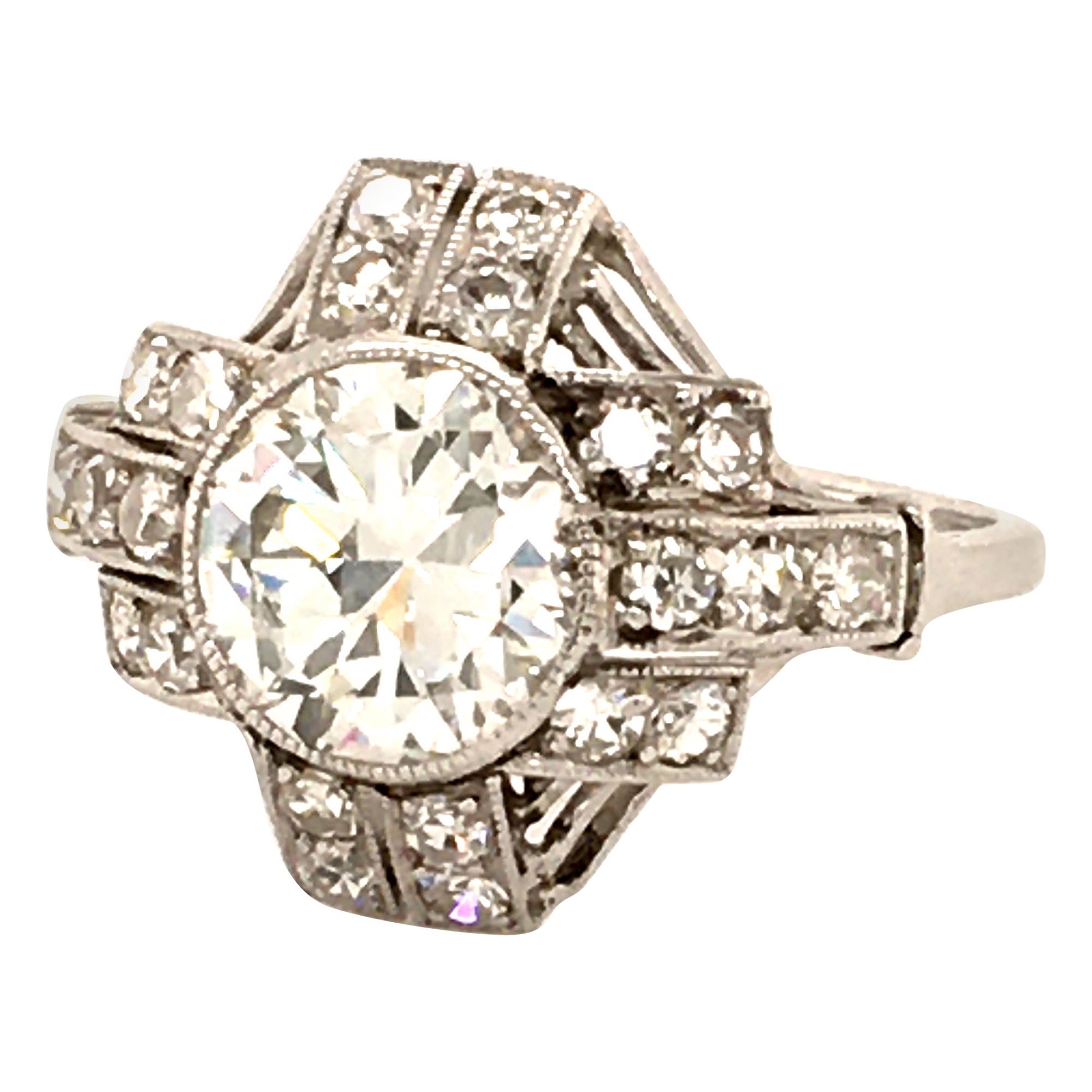 Magnificent Art Deco Diamond Platinum Ring at 1stDibs