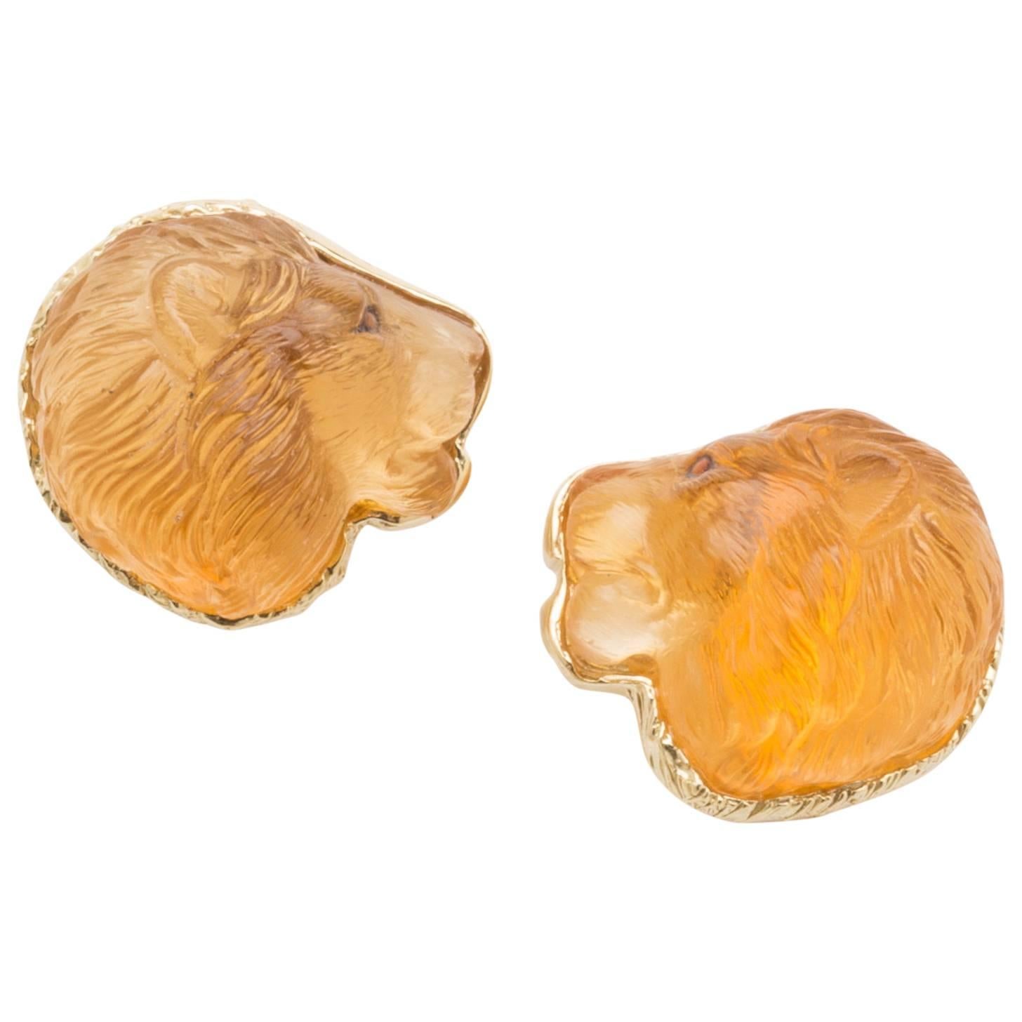 Honoring "Cecil" Citrine Lion Earrings