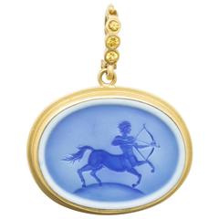 Blue Agate Sagittarius Pendant 10