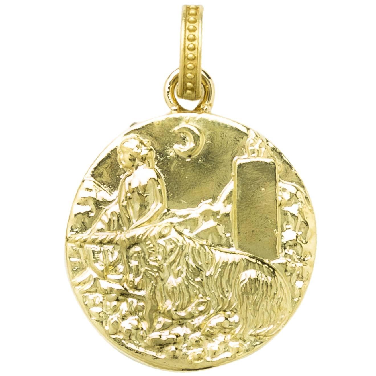 Renaissance Portrait Pendant of Innocence and Unicorn