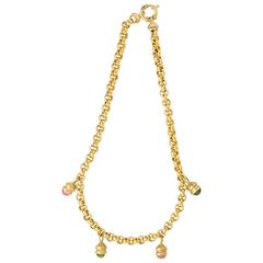 Elegant and Versatile Gold Necklace with Tourmaline Drops