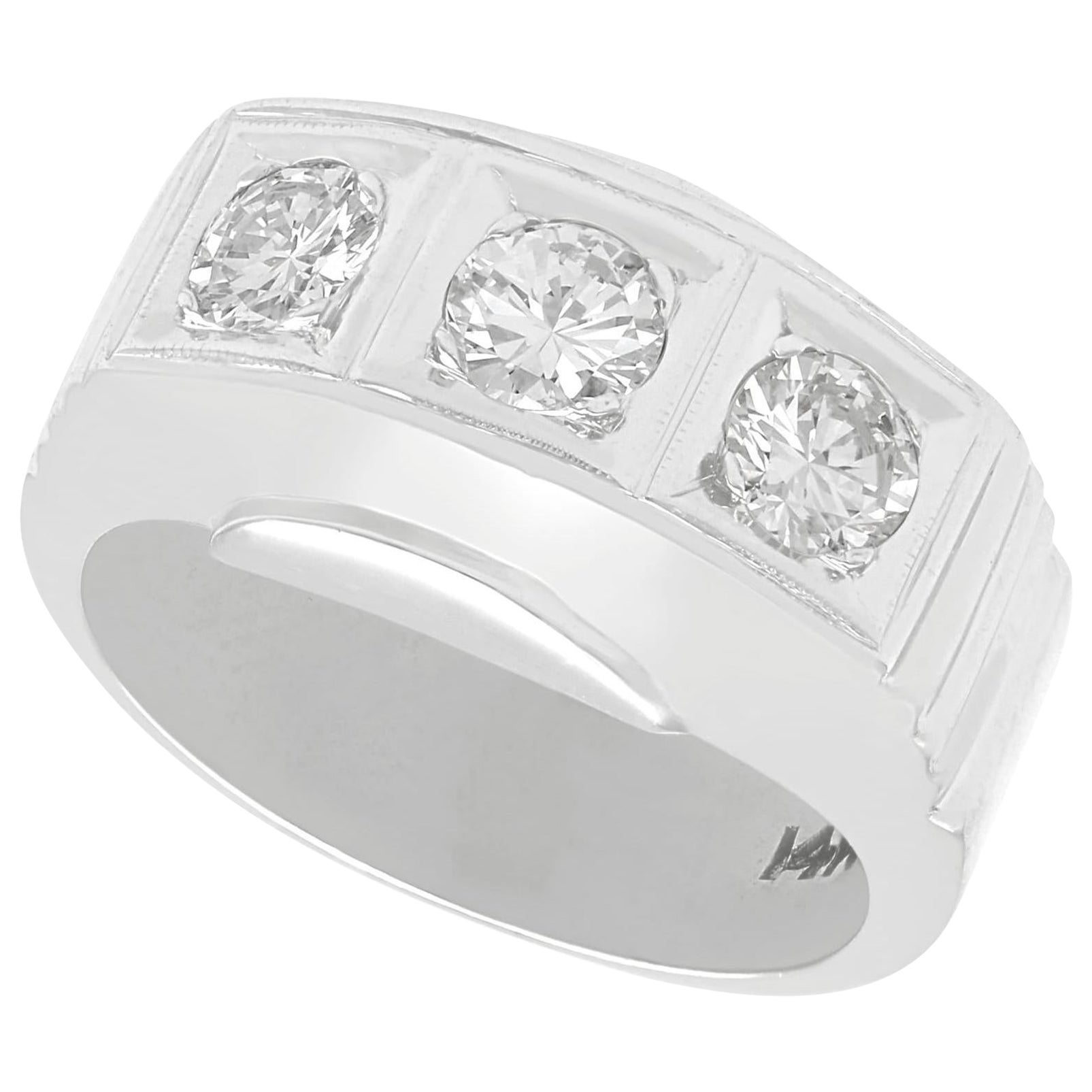1950s Diamond and White Gold Trilogy Ring For Sale