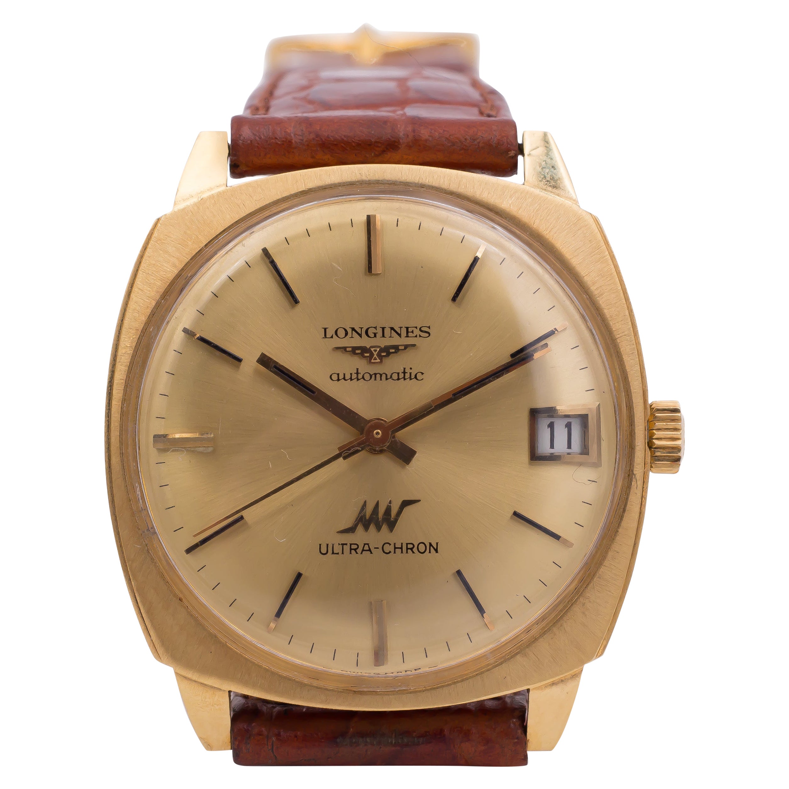 Longines Wittnauer New York Vintage Automatic 14K Gold Diamond Dial Wristwatch For Sale at 1stDibs