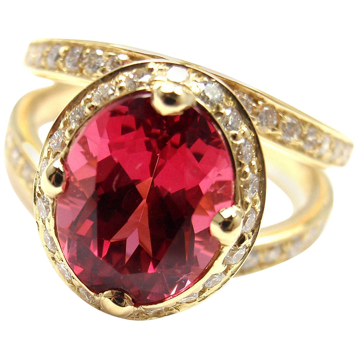 Temple St. Clair 2.89 Carat Red Spinel Diamond Gold Cocktail Ring