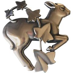 Georg Jensen by Arno Malinowski Sterling Silver Lamb and Ivy Brooch No 311