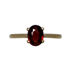 Bright Red Spinel 1 Carat Oval Cut Yellow Gold Solitaire Ring