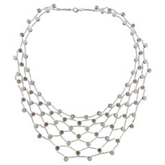 Modern Italian Gold Diamond Bib Necklace