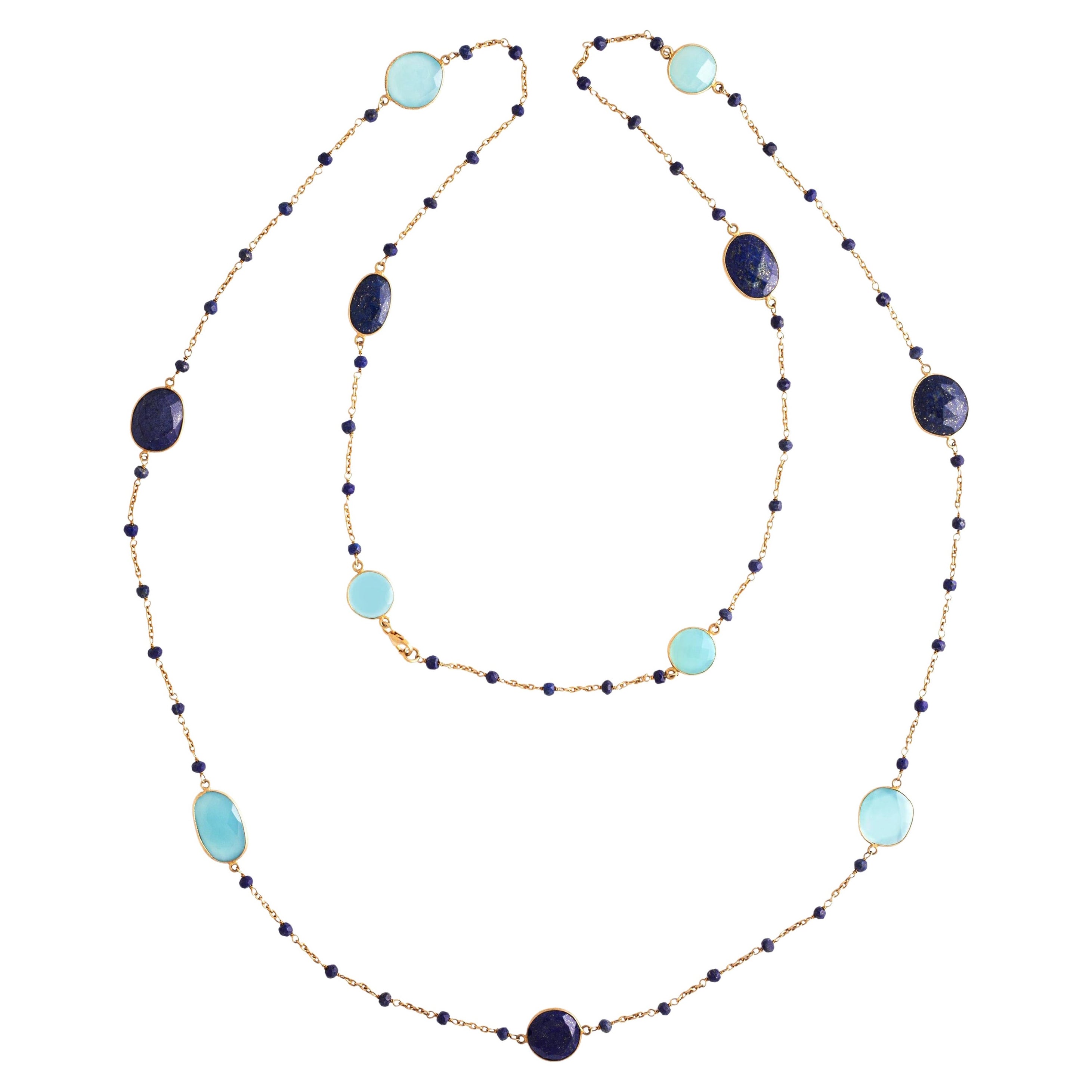 Sautoir Lapis Lazuli on Silver 925 Necklace