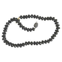 Brown Diamond Clasp Onyx Multi Facets Beaded Necklace