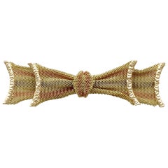 Victorian Yellow Rose and White Gold Bow Brooch