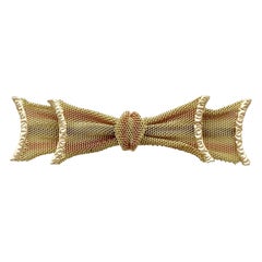 Victorian Yellow, Rose and White Gold Bow Brooch