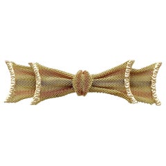 Victorian Yellow, Rose and White Gold Bow Brooch