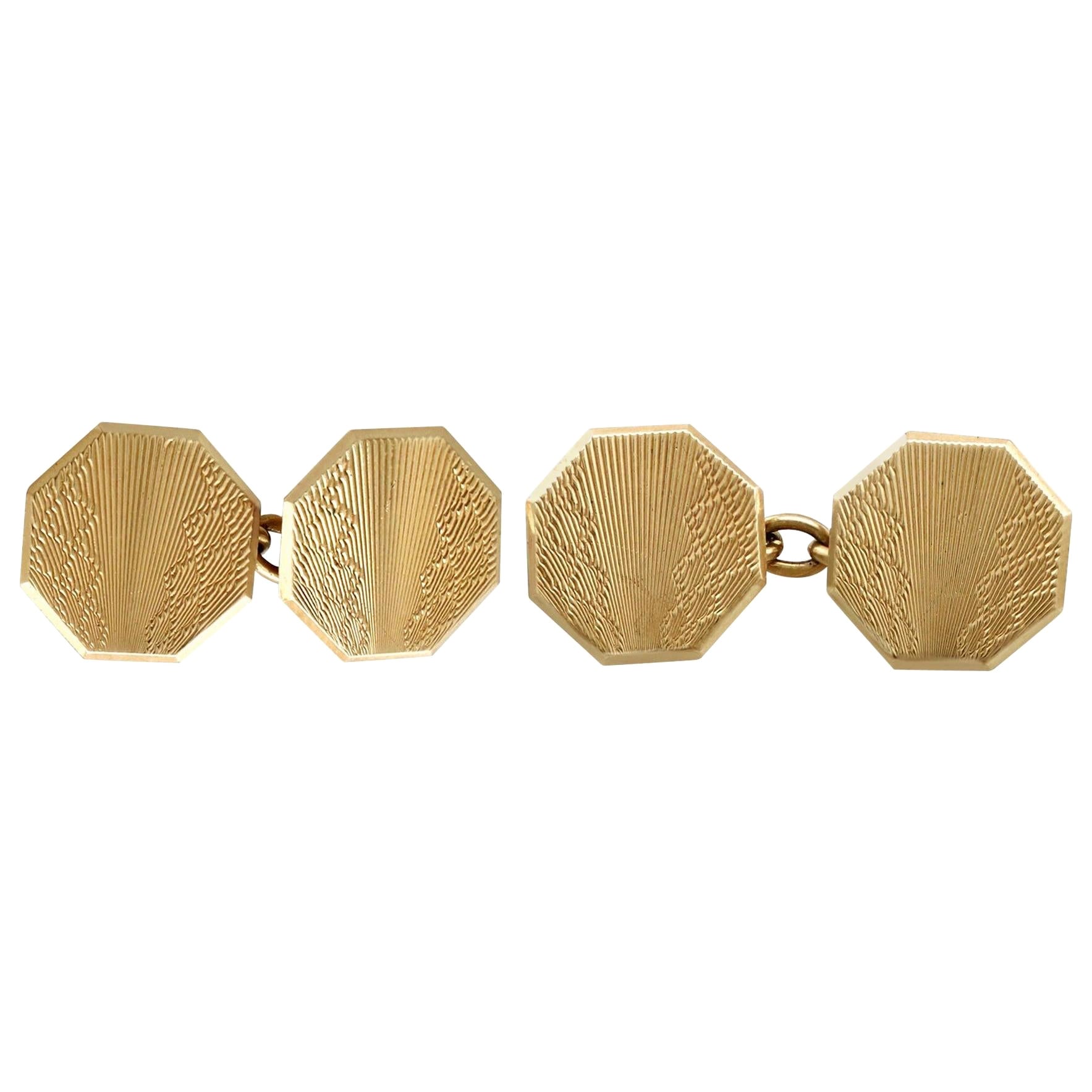 Boutons de manchette anciens Art déco en or jaune, 1929