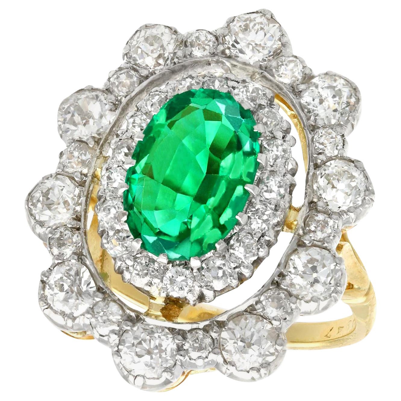 Anello Cocktail con smeraldo colombiano da 3,12 carati e diamante da 3,15 carati