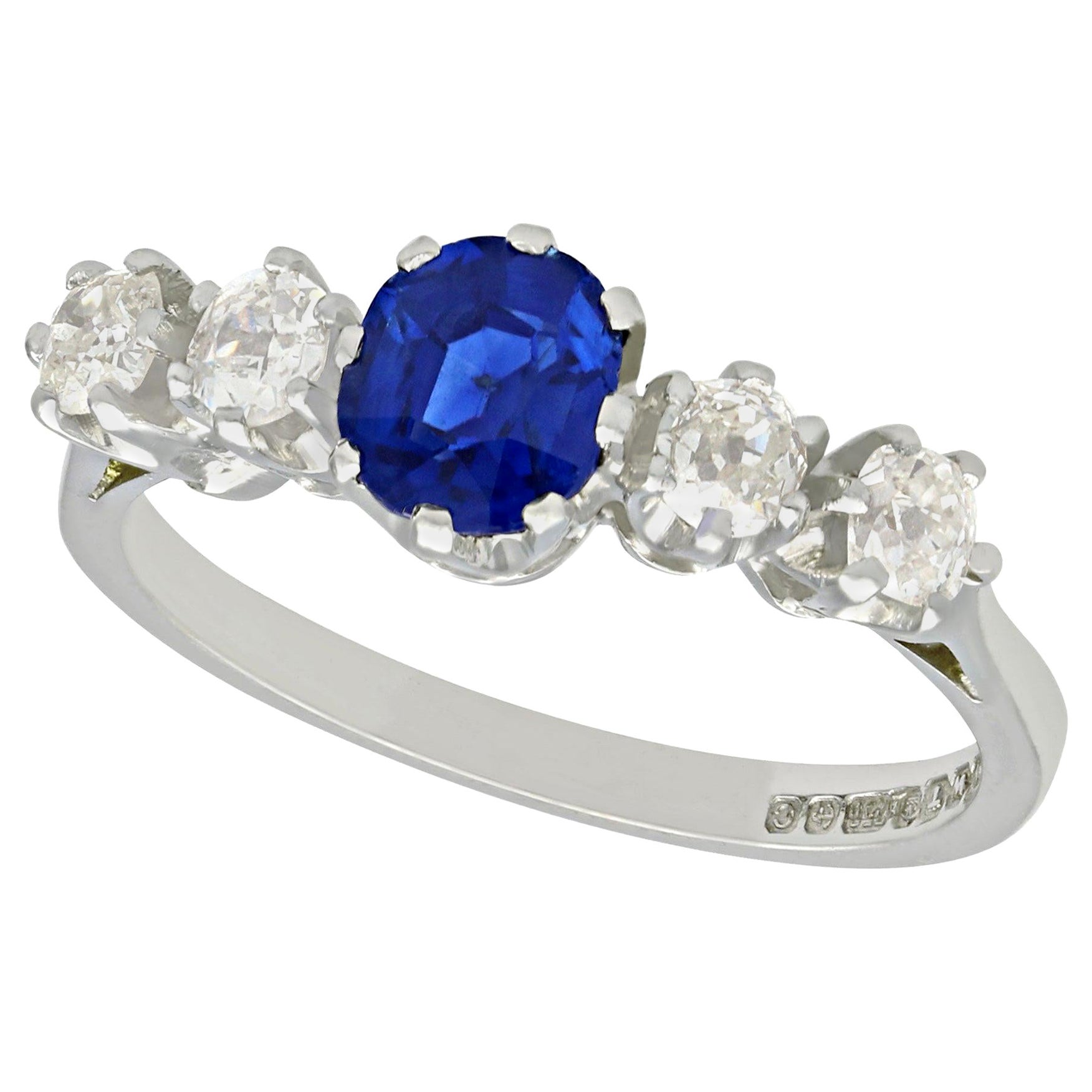 AGL Certified 1.19 Carat Sapphire and Diamond White Gold Engagement Ring