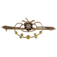 Victorian Diamond Tri-Colored Gold Bar Pin Brooch 6