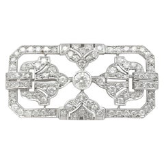 Antique French 4.53 Carat Diamond and Platinum Brooch