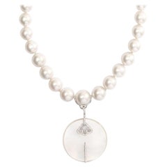 Adler Pendant Diamond Mother of Pearl White Pearl Diamond Clasp Necklace