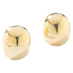 Yellow Gold 18K Bean Ear Studs Earrings