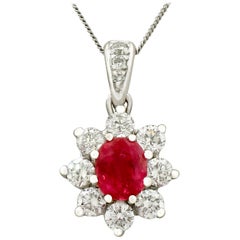 Ruby and Diamond White Gold Pendant