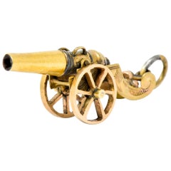 Victorian Articulated 14 Karat Gold Civil War Cannon Charm