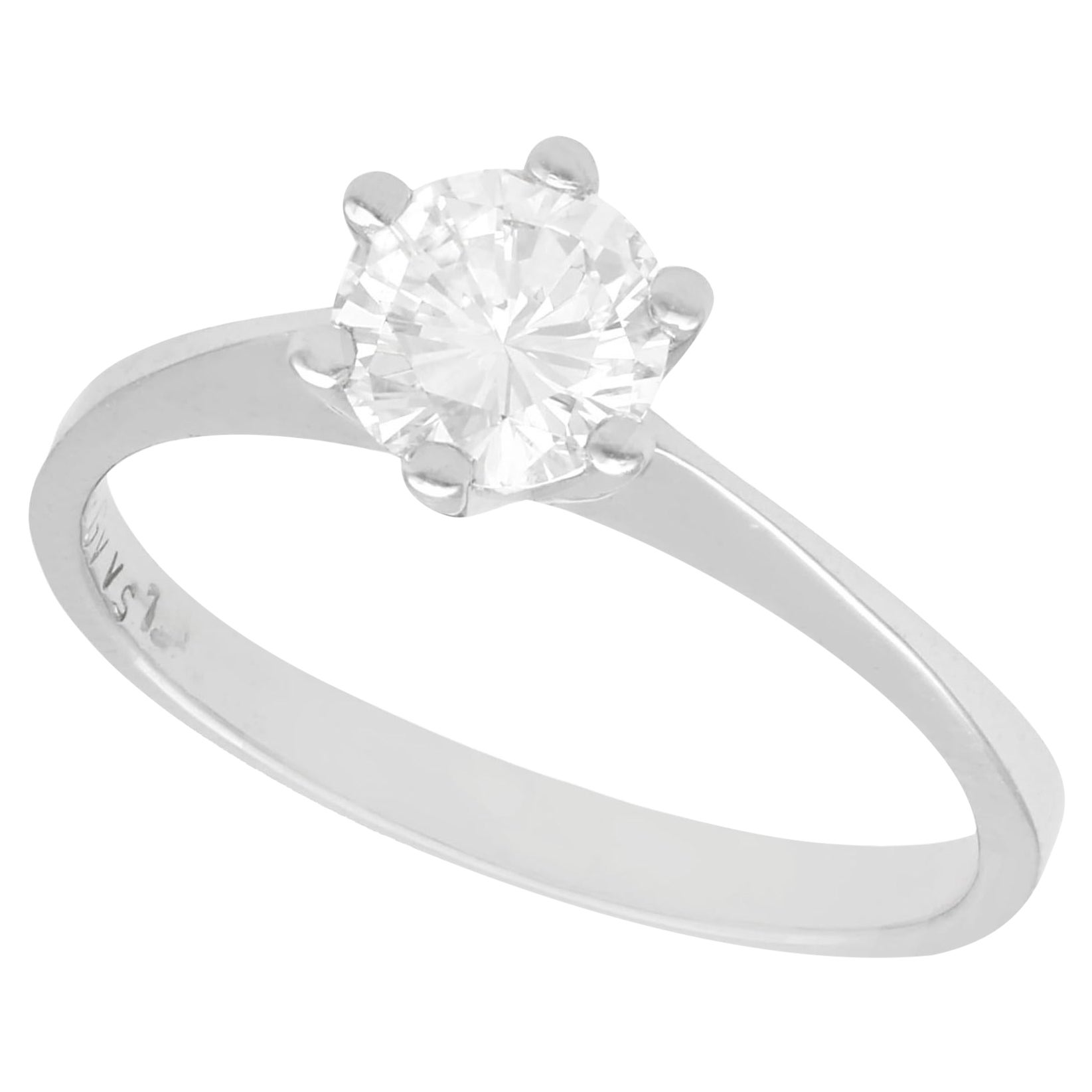 Vintage 70s Diamond and White Gold Solitaire Engagement Ring For Sale