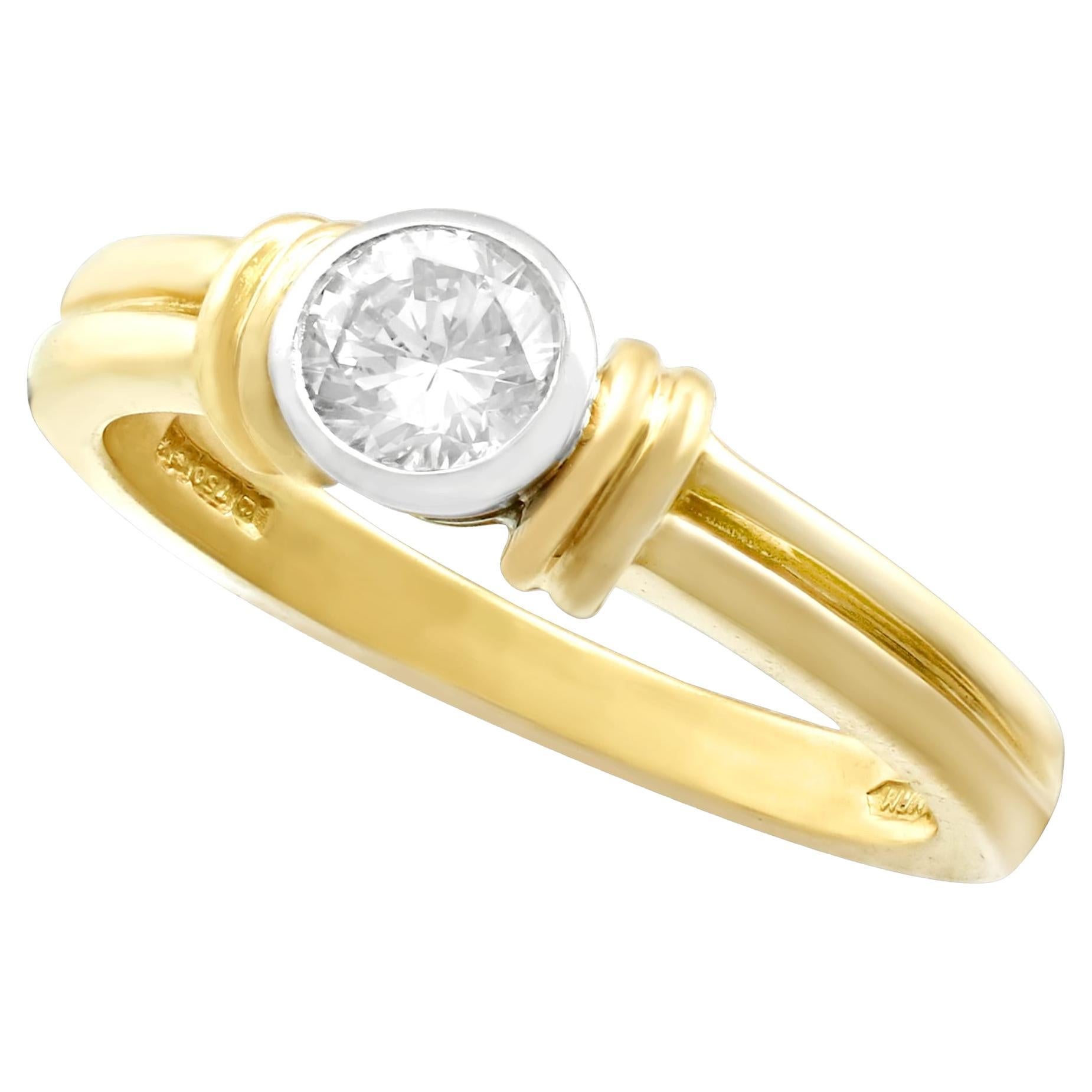 Diamond and Yellow Gold Solitaire Engagement Ring For Sale