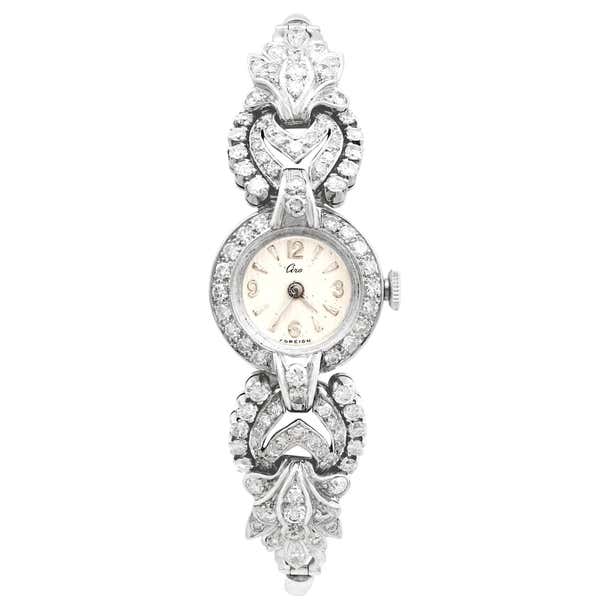 1950s 2.92 Carat Diamond and Platinum Cocktail Watch For Sale at ...