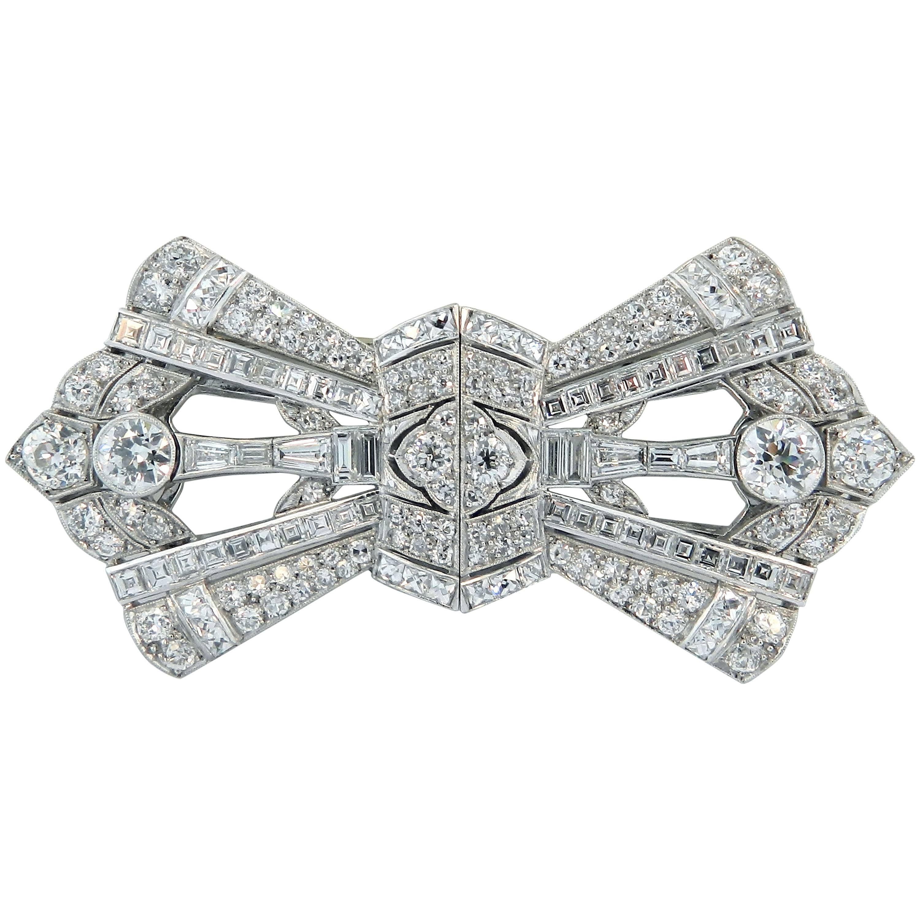 1920s Art Deco Diamond Platinum Double Clips For Sale at 1stDibs