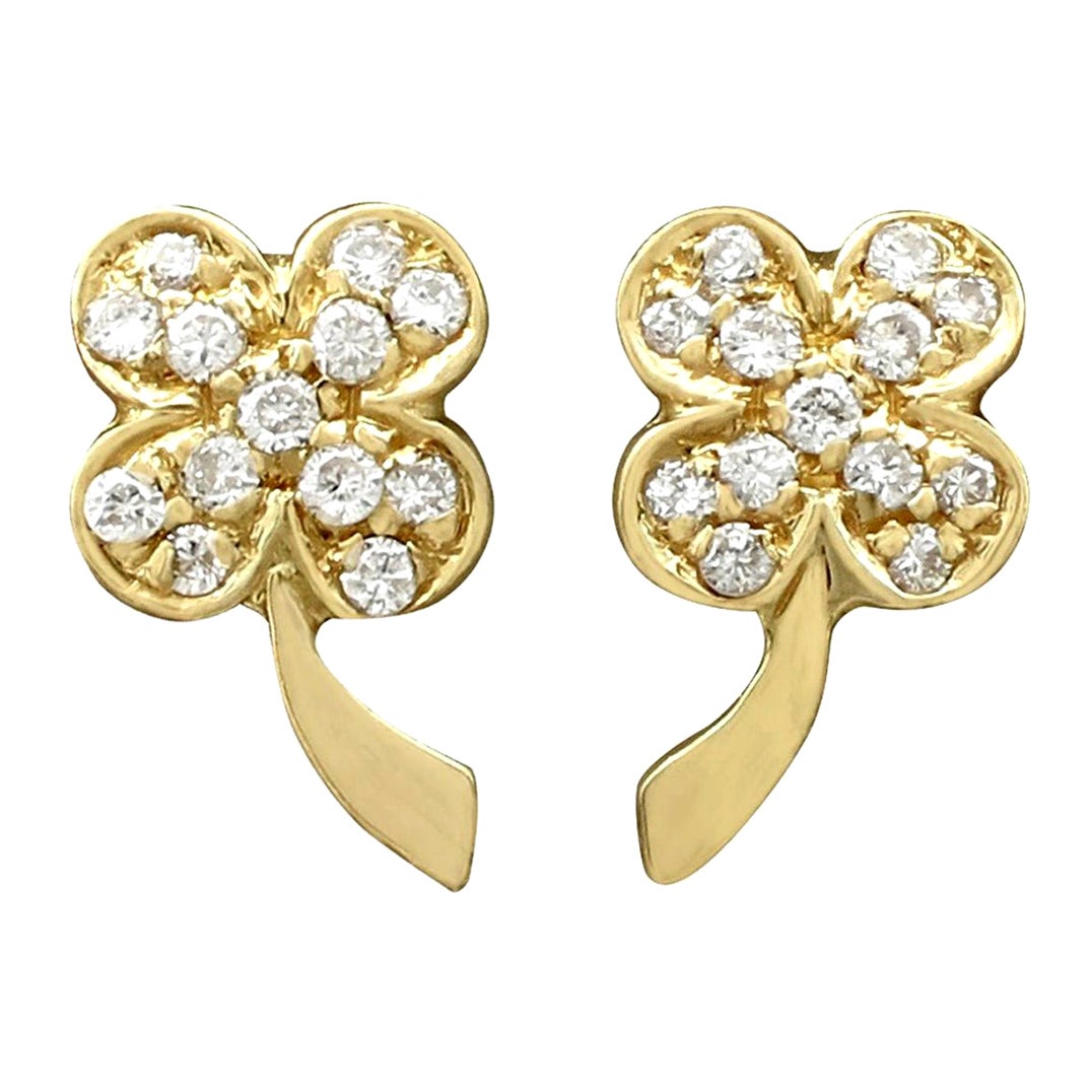 Diamond FourLeaf Clover Earrings at 1stDibs