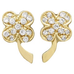 Italian Diamond and Yellow Gold Clover Earrings