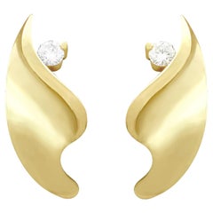 Retro 1950s Diamond and Yellow Gold Earrings