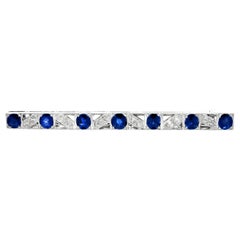 Antique 2.86 Carat Sapphire Diamond White Gold Brooch