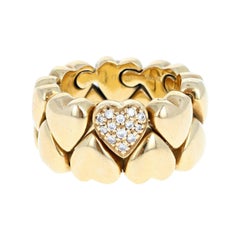 Vintage Cartier 18K Yellow Gold Puffy Heart Diamond Ring 12.7g Size 47