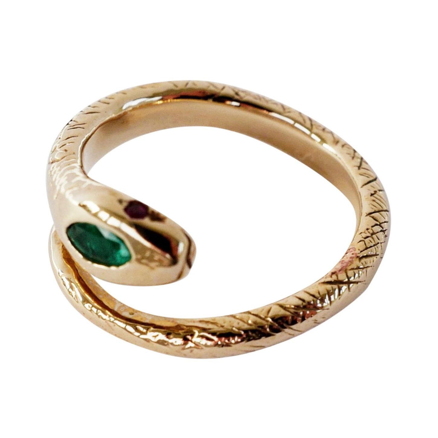 Emerald Snake Ring Ruby Victorian Style Cocktail Bronze Adjustable J Dauphin