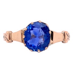 Vintage 1,51 Karat No Heat Blauer Saphir Antique Gold Ring Fine Estate Jewelry