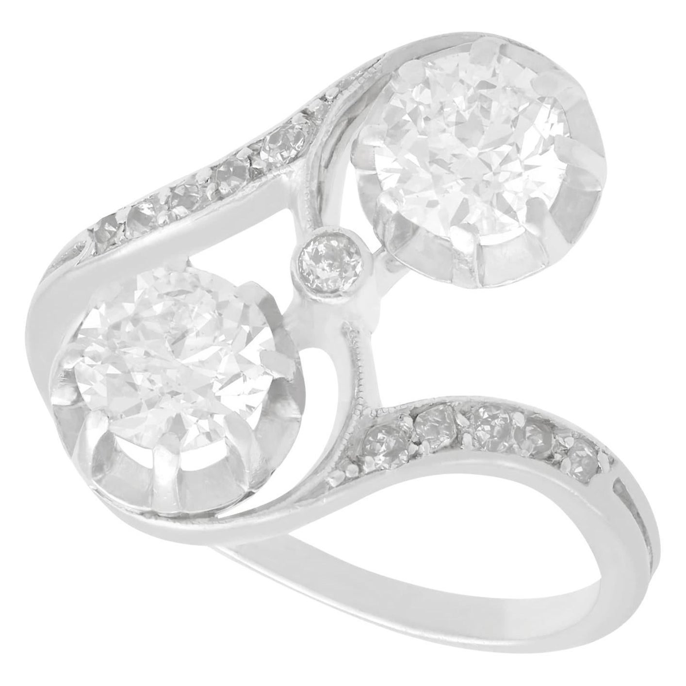 1920s 1.46 Carat Diamond and Platinum Twist Engagement Ring For Sale