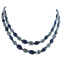 Marina J. Kyanite Blue Topaz Diamond Gold Two Strand Necklace