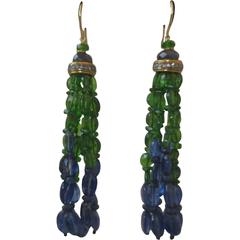Marina J. Kyanite Lovely Sapphire Tsavorite Tassel Earrings 4