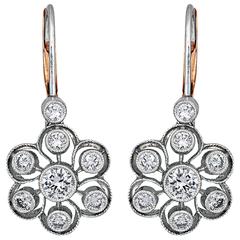 2.00 Carat Diamonds Floral Drop Earrings