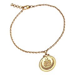 18 Karat Gold and Diamond Ottoman Coin Dainty Bracelet