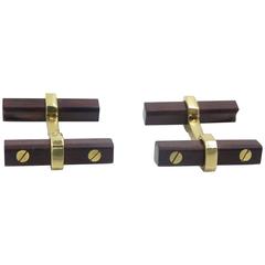 Van Cleef & Arpels Wood Gold Cufflinks