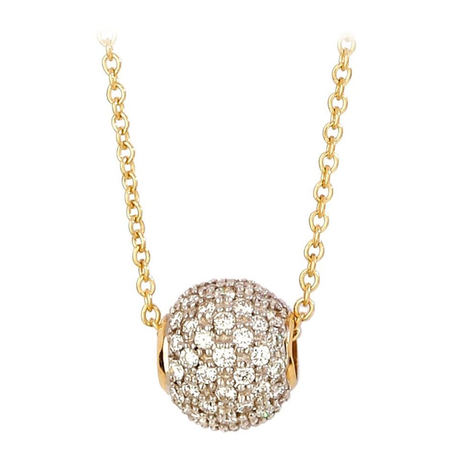 Syna Yellow Gold Mini Pave Diamond Bead Necklace For Sale