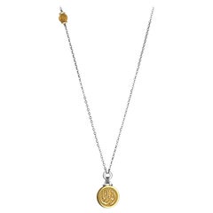 18 Karat Gold and Sterling Silver "We are One" Calligraphy Coin Pendant