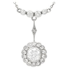 Vintage 1930s 2.24 Carat Diamond and Yellow Gold Platinum Set Pendant