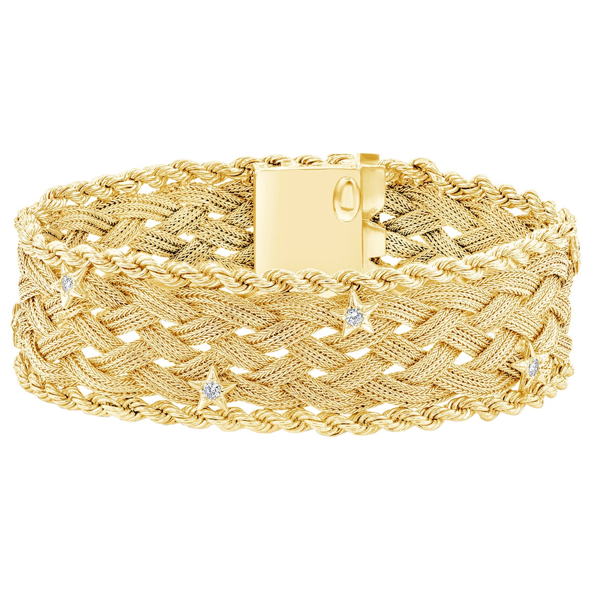 14 Karat Yellow Italian Gold Woven Link Bracelet For Sale at 1stDibs