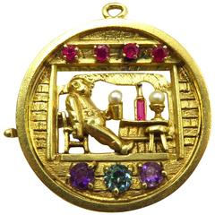 Whimsical Movable Gemstone Gold Heavy Charm/Pendant